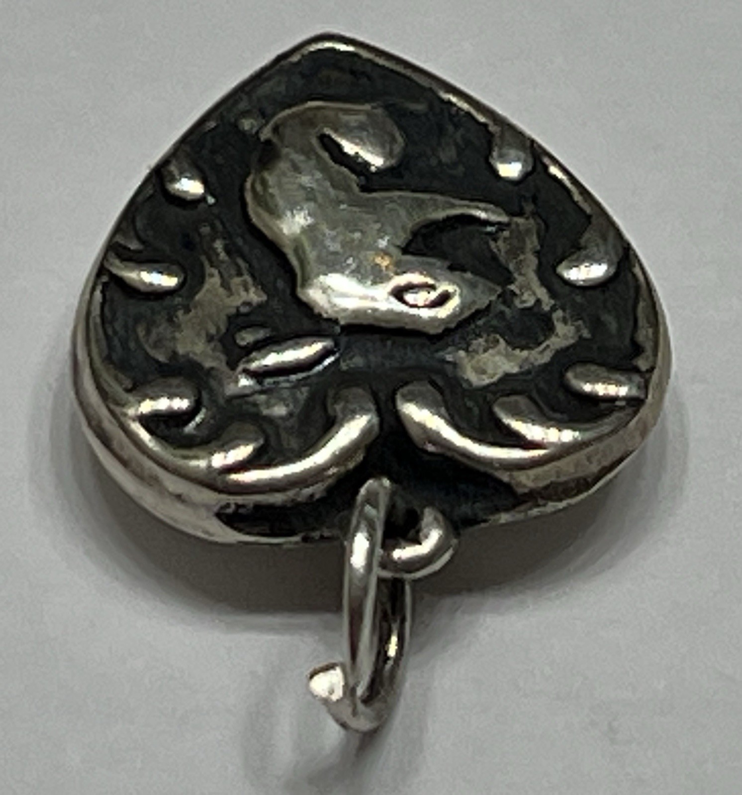 Estate Silver Heart Charm Pendant Bunny Rabbit Vintage Antique Puffy 925 US