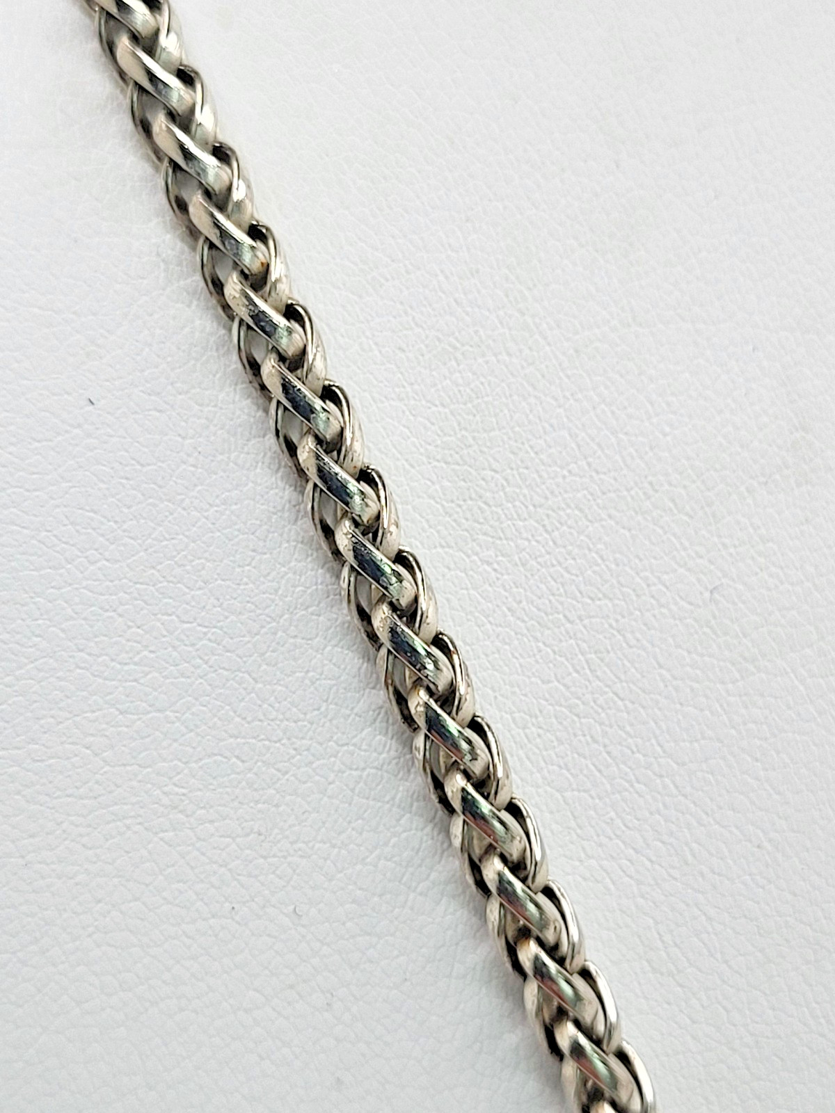 Vintage Wheat Chain Filigree Rectangle 2.5″ Pendant Resin Stone 15″