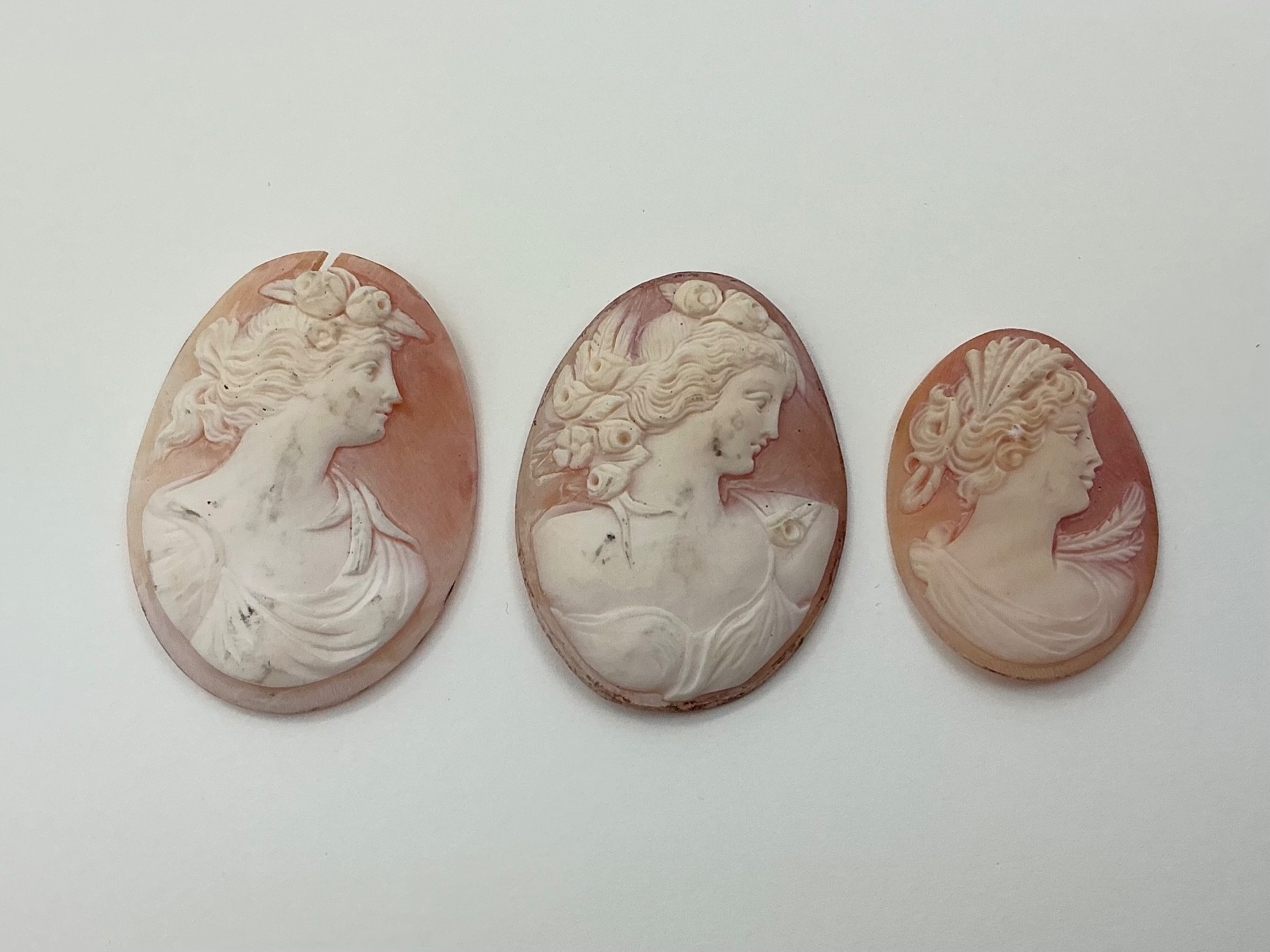 Vintage Cameo Inserts of Various Sizes Lot of 3