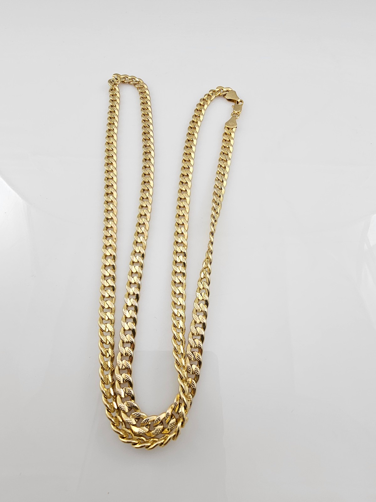 Large Gold Tone Curb Chain Necklace 30″ 6.4mm 42.1g Stamped 14K Not Gold