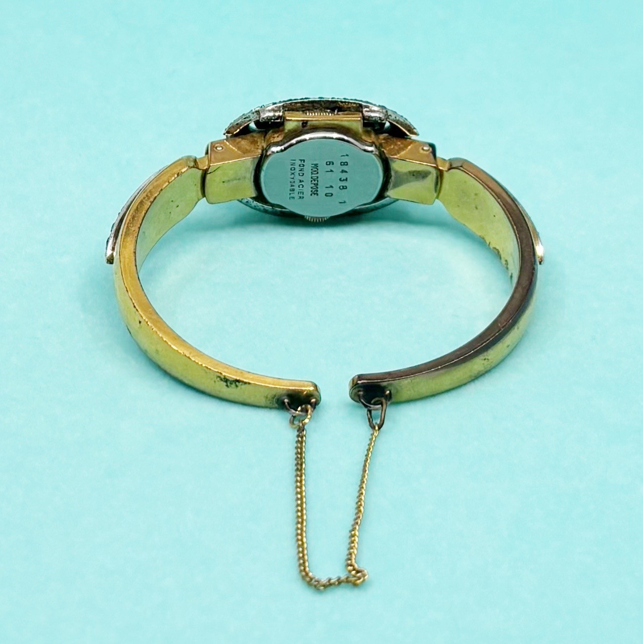 French Potens Prima Hidden Watch Bracelet Paste Set Gold Filled Retro