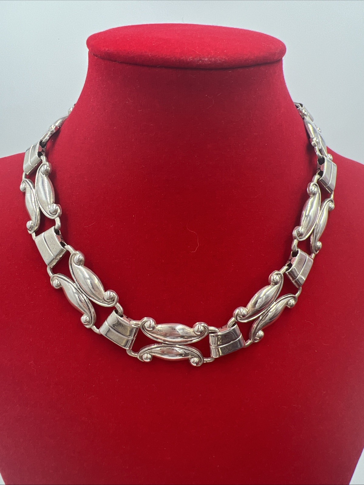 Vintage Danecraft Sterling Art Nouveau Necklace Choker 14″ 42 Grams