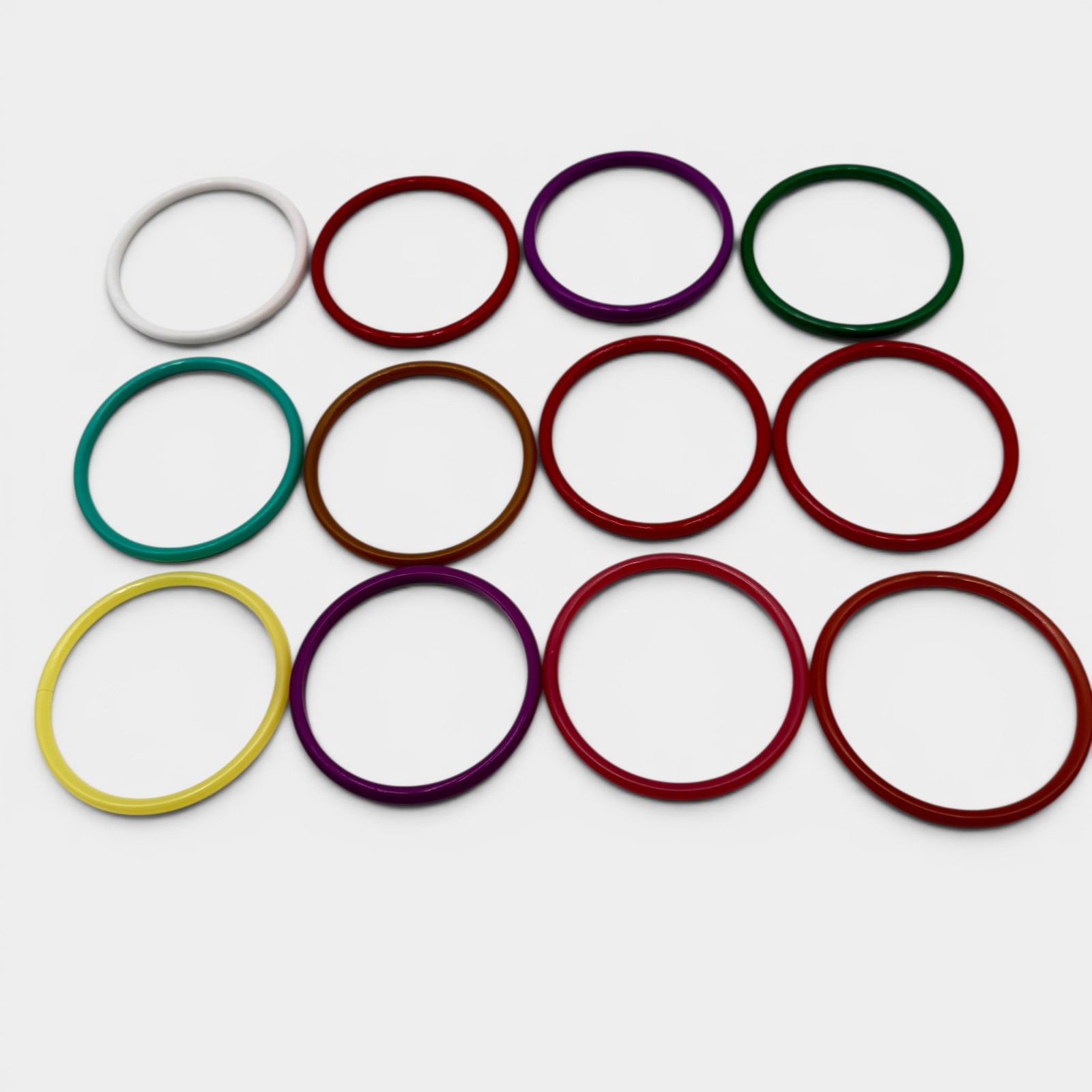Vintage Lot of 12 Colorful Plastic Lucite Stackable Bangle Bracelets 3″