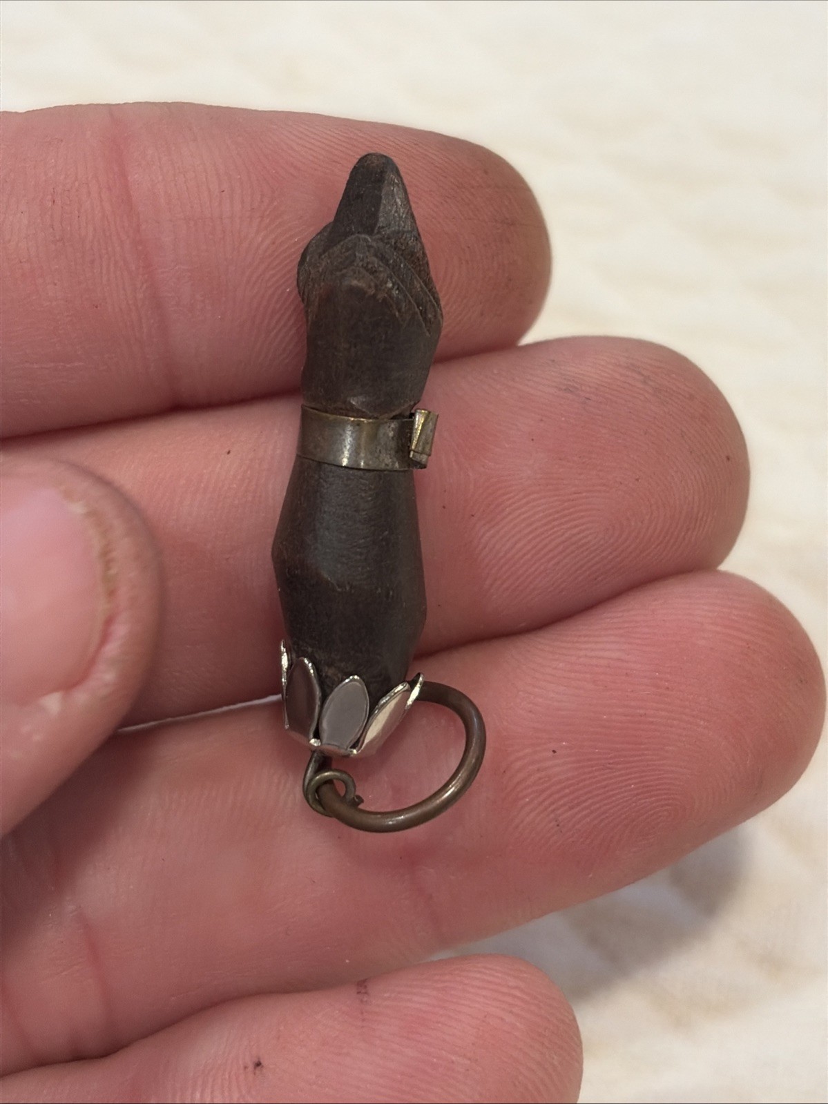 VERY RARE Vintage FOLK ART Hand Carved FIGA Good Luck Necklace Pendant