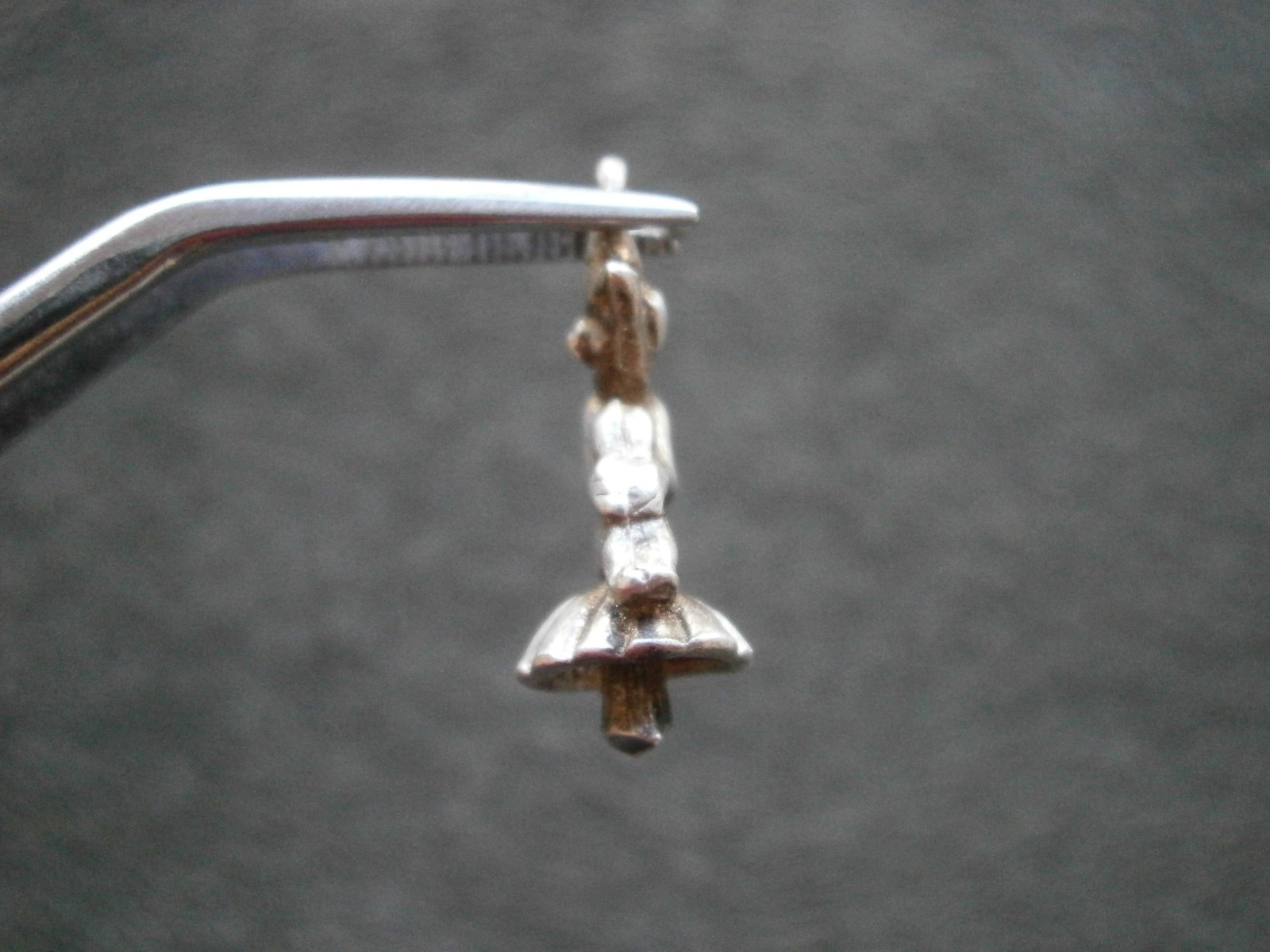 Cornish Piskie Pixie on Toadstool Vintage Sterling Silver Bracelet Charm 2.0g