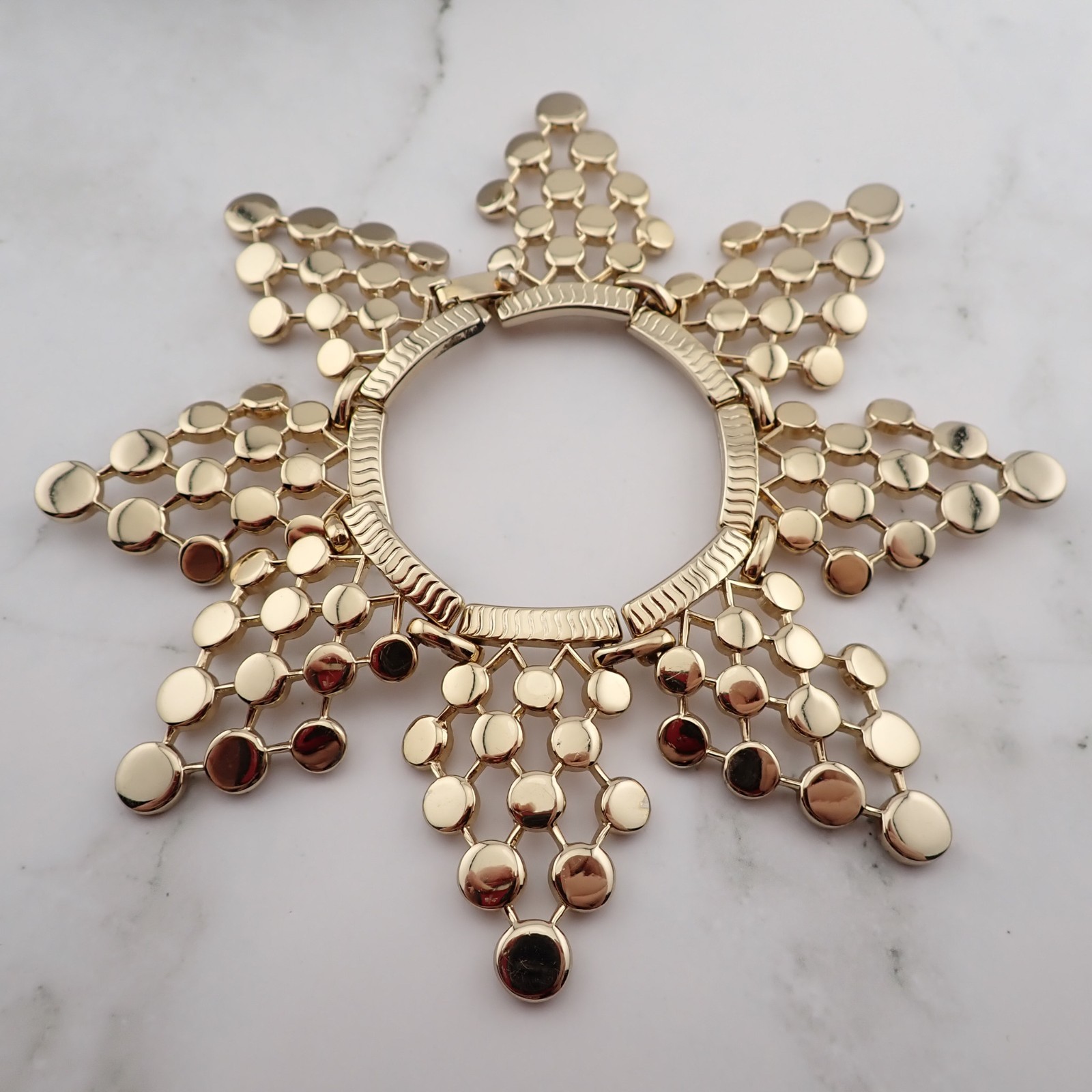 VTG Rare Monet 1954 Portico Starburst Mini Disk Triangle Necklace Bracelet Set