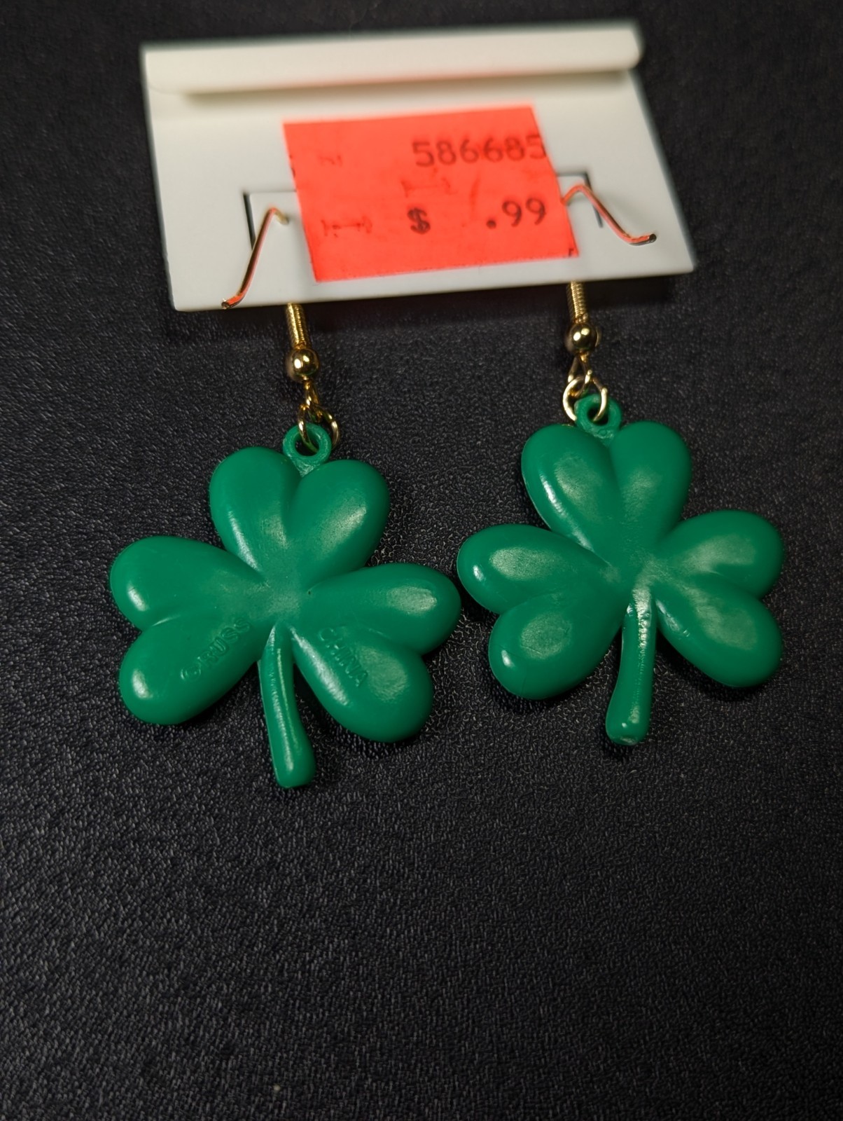 Vintage Russ Green Clover Earrings Saint Patrick’s Day Earrings Unused