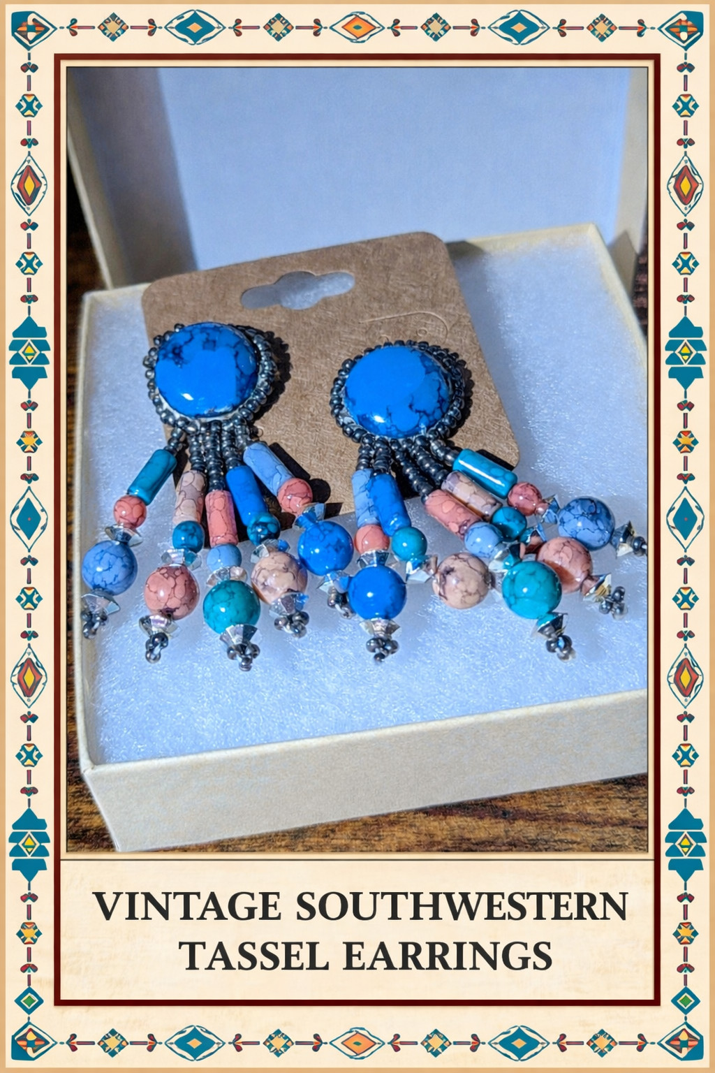New Old Stock • Vintage Southwestern Tassel Earrings • 1980s
