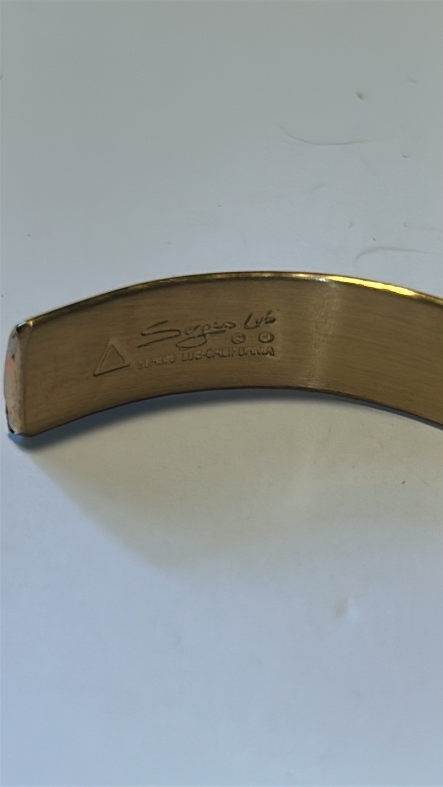 Vintage Signed Sergio Lub 2.5″ Mixed Metals Cuff Bracelet Gold Silver Copper…