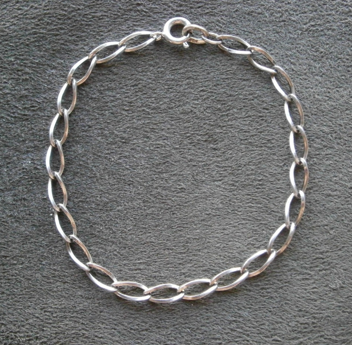 FBM Wavy Link Chain Vintage Shiny 835 Silver Bracelet 7.25″ 3.7g