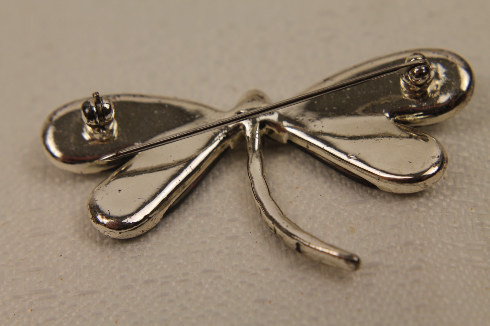 Vintage Black Mother of Pearl Dragonfly Pin Brooch Silver Tone Shell Marcasite