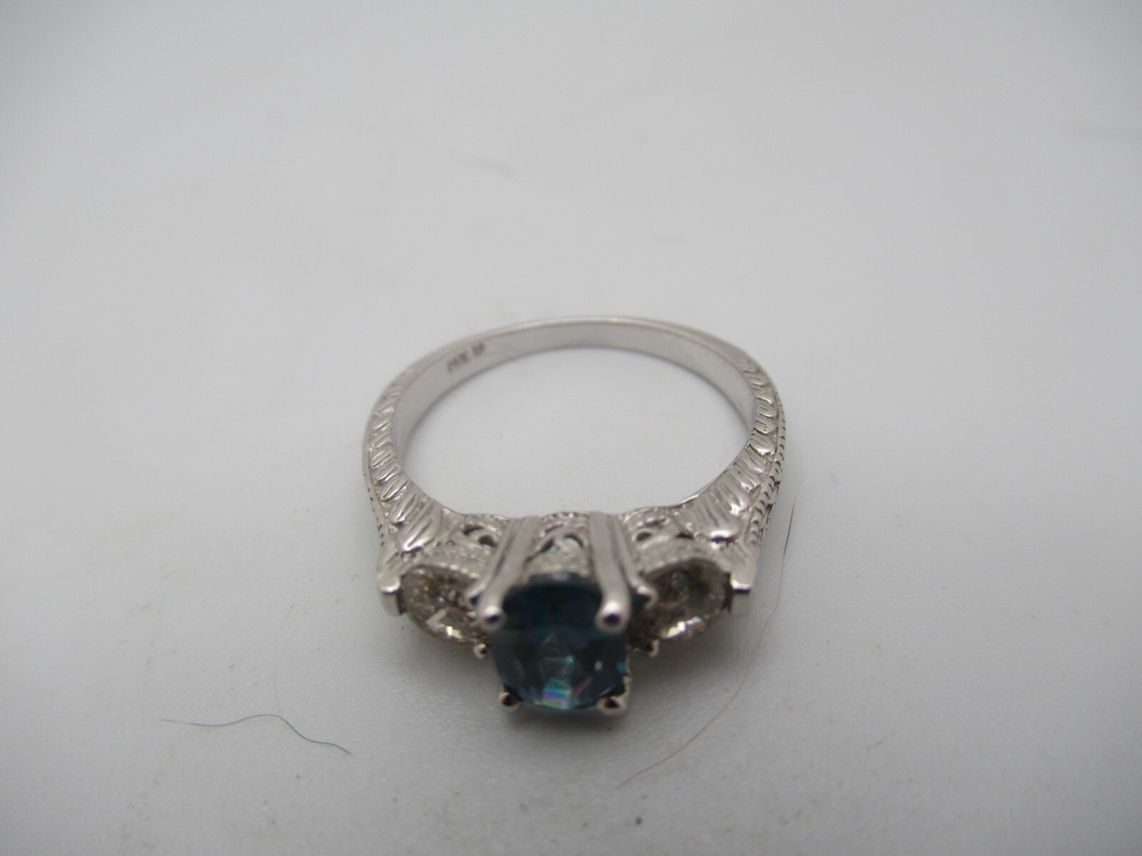 14Kt. White Gold Topaz and Diamond Ring
