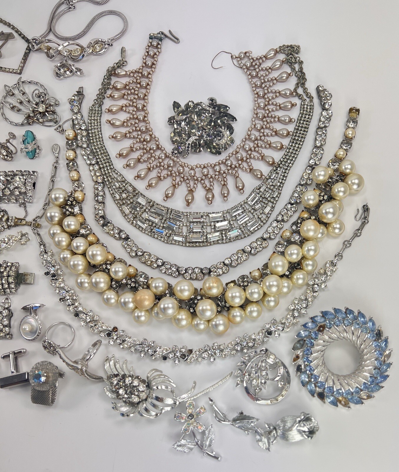 Vintage Kramer Bogoff Lisner + Rhinestone Jewelry Repair Parts Craft Lot #1