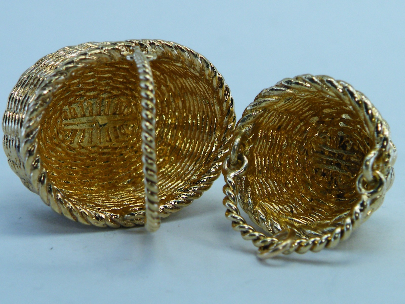 2 Minatare Sterling Silver Brown County Baskets PENDANT Charm Gold Over Vermeil