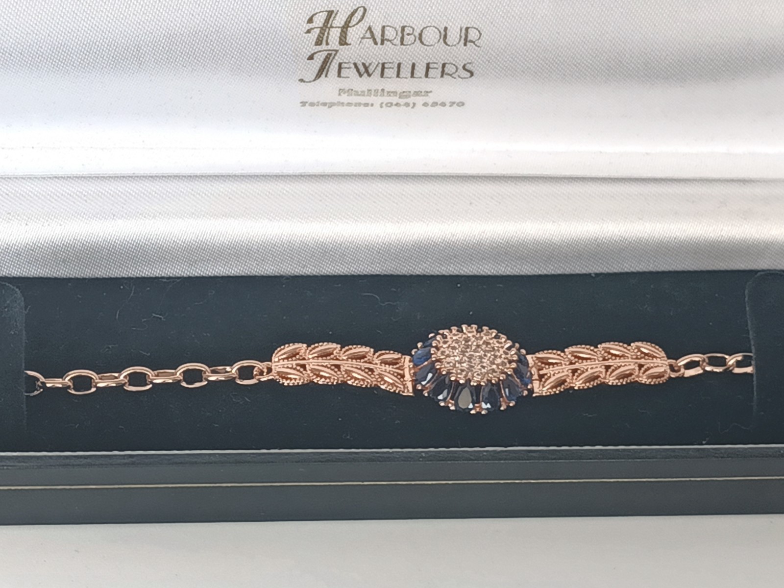 Vintage 1990-s Rolled Gold Sapphire Bracelet- Hallmarked 585 RG!!