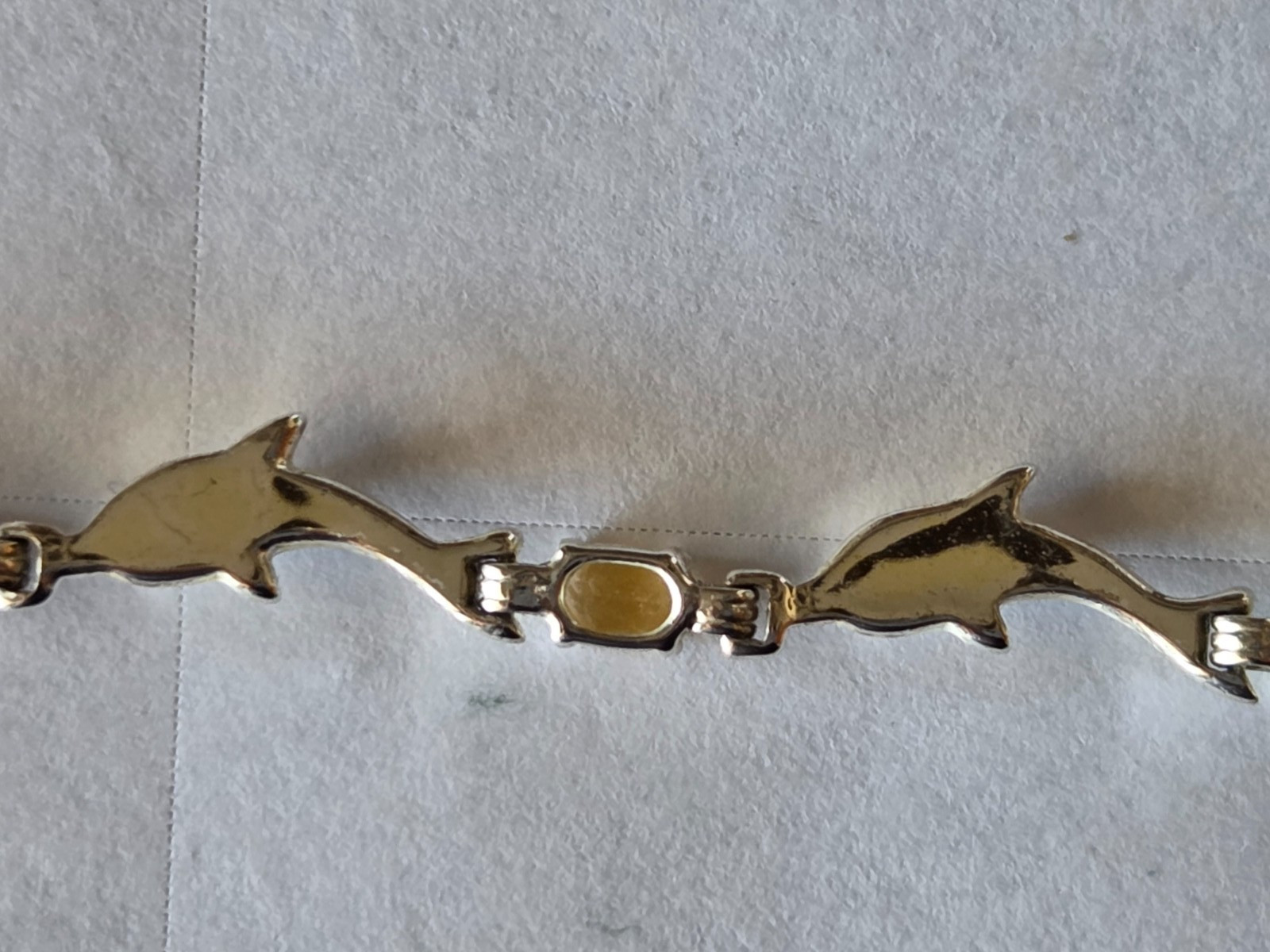 Sterling Silver Vintage 925 Dolphin Link Multi-Stone Bracelet