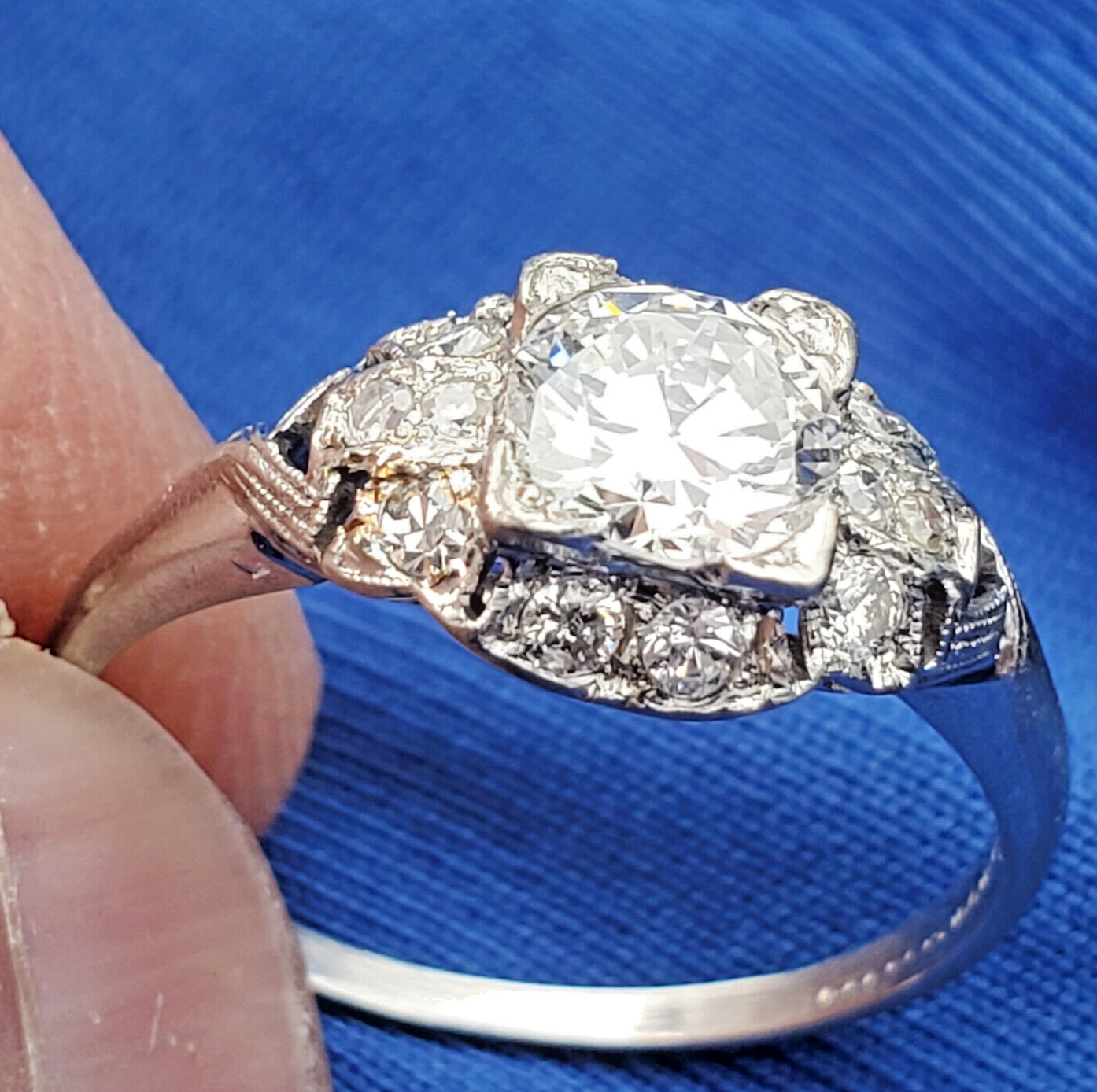 Original EARTH MINED DIAMOND Deco Engagement Ring Vintage PLATINUM Solitaire 6