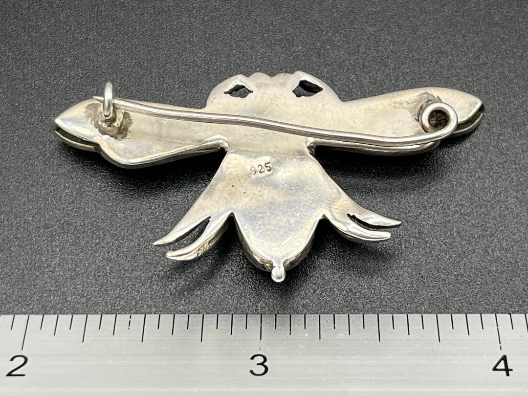 Vintage 925 Sterling Silver Orange Sunstone Fly Bug Insect Brooch Pin Figural 3D
