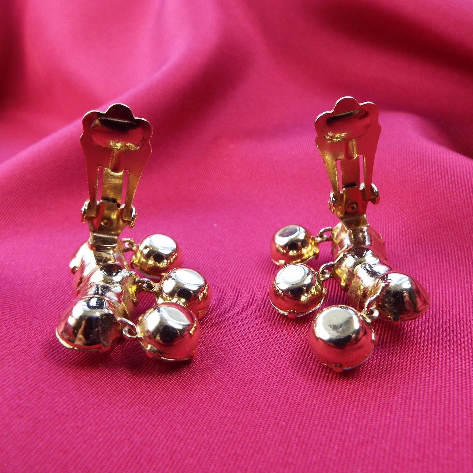 Vintage Mid Century EISENBERG Earrings Clip-On, Clear Crystals, Goldtone, Signed