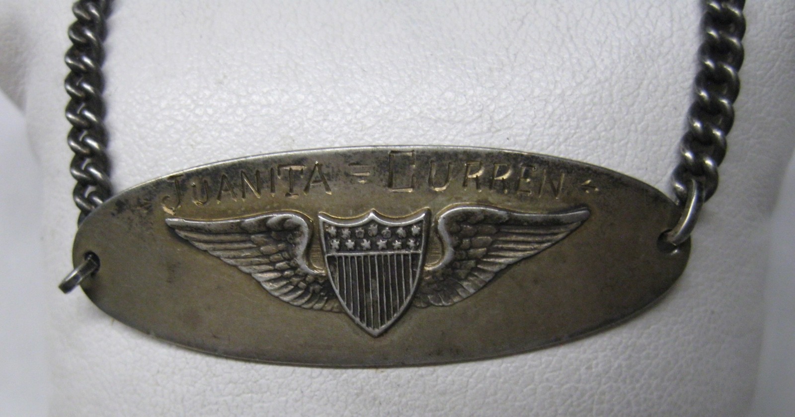 1933 ANTIQUE VINTAGE LADIES STERLING SILVER U.S. ARMY MILITARY BRACELET