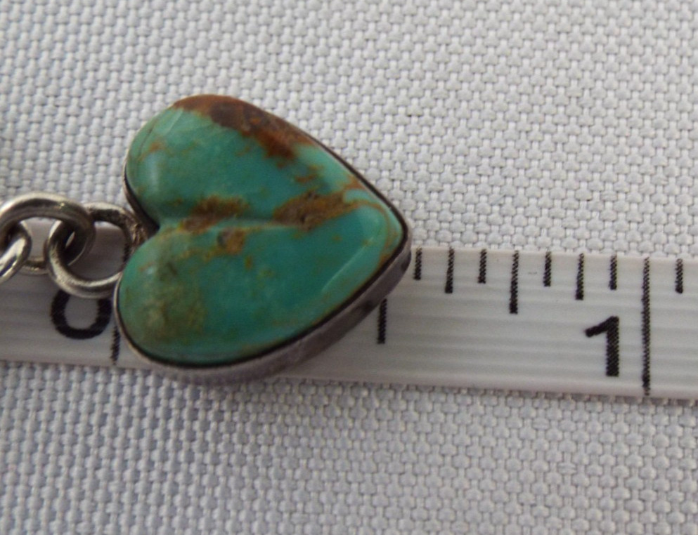 Joan Slifka Designs STERLING SILVER Turquoise Dangle Heart Ring Size 5.5 6g