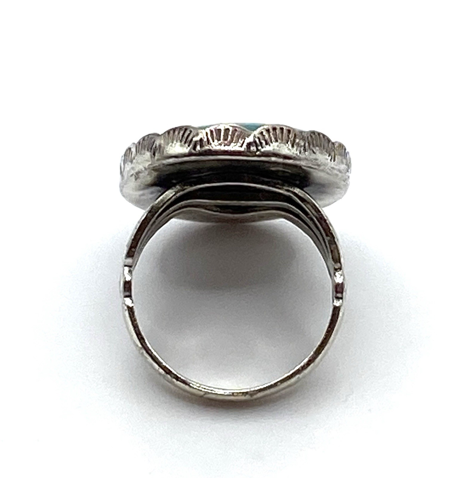Vintage Sterling Silver Simulated Oval Turquoise Ring Size 6