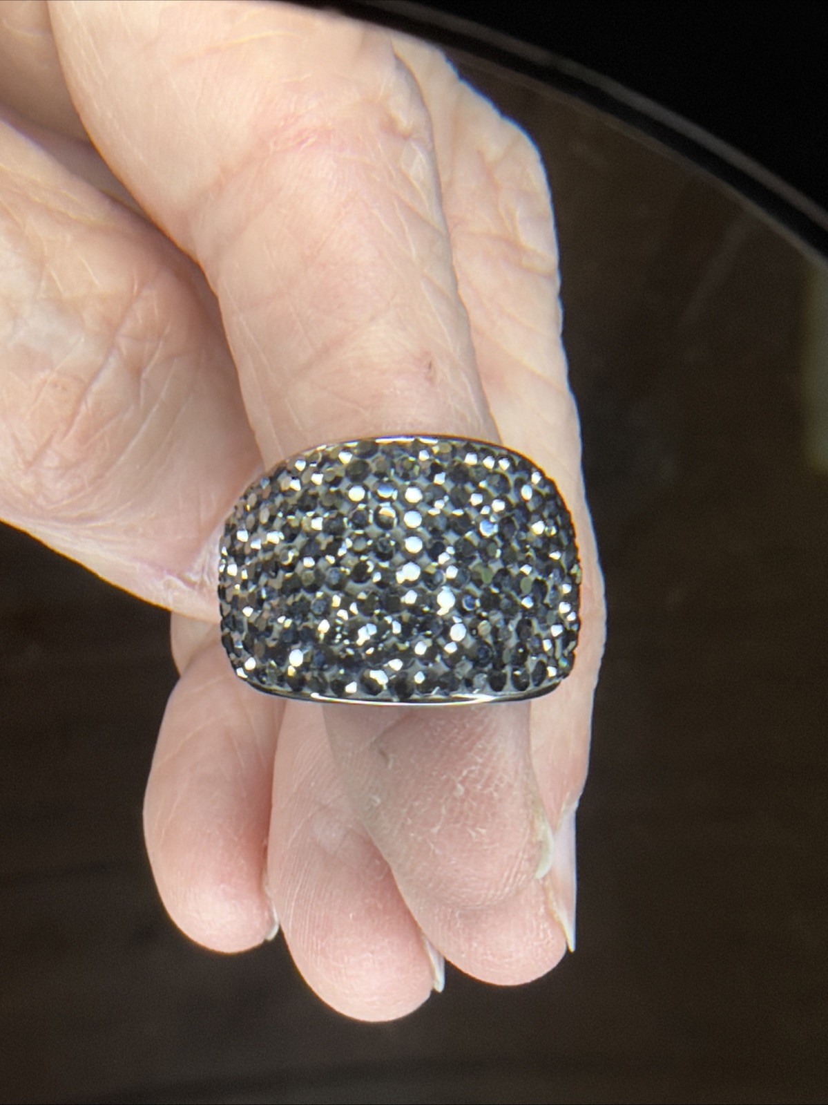 Stainless Steel – JCM JACMEL MAURITIUS gray Crystal Pave Cocktail Ring Size 6