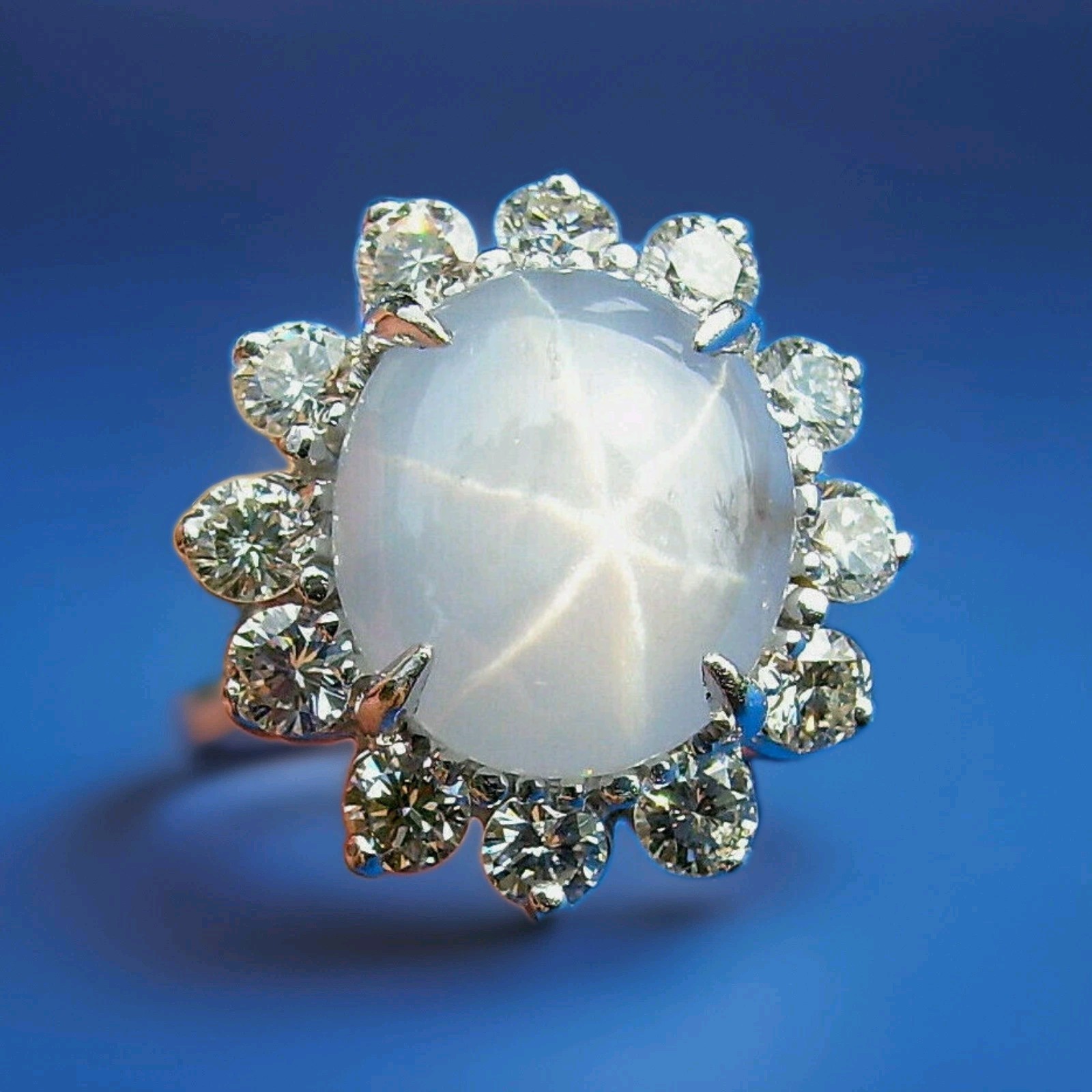 Original EARTH MINED STAR SAPPHIRE DIAMOND Deco Engagement Ring Diana Solitaire