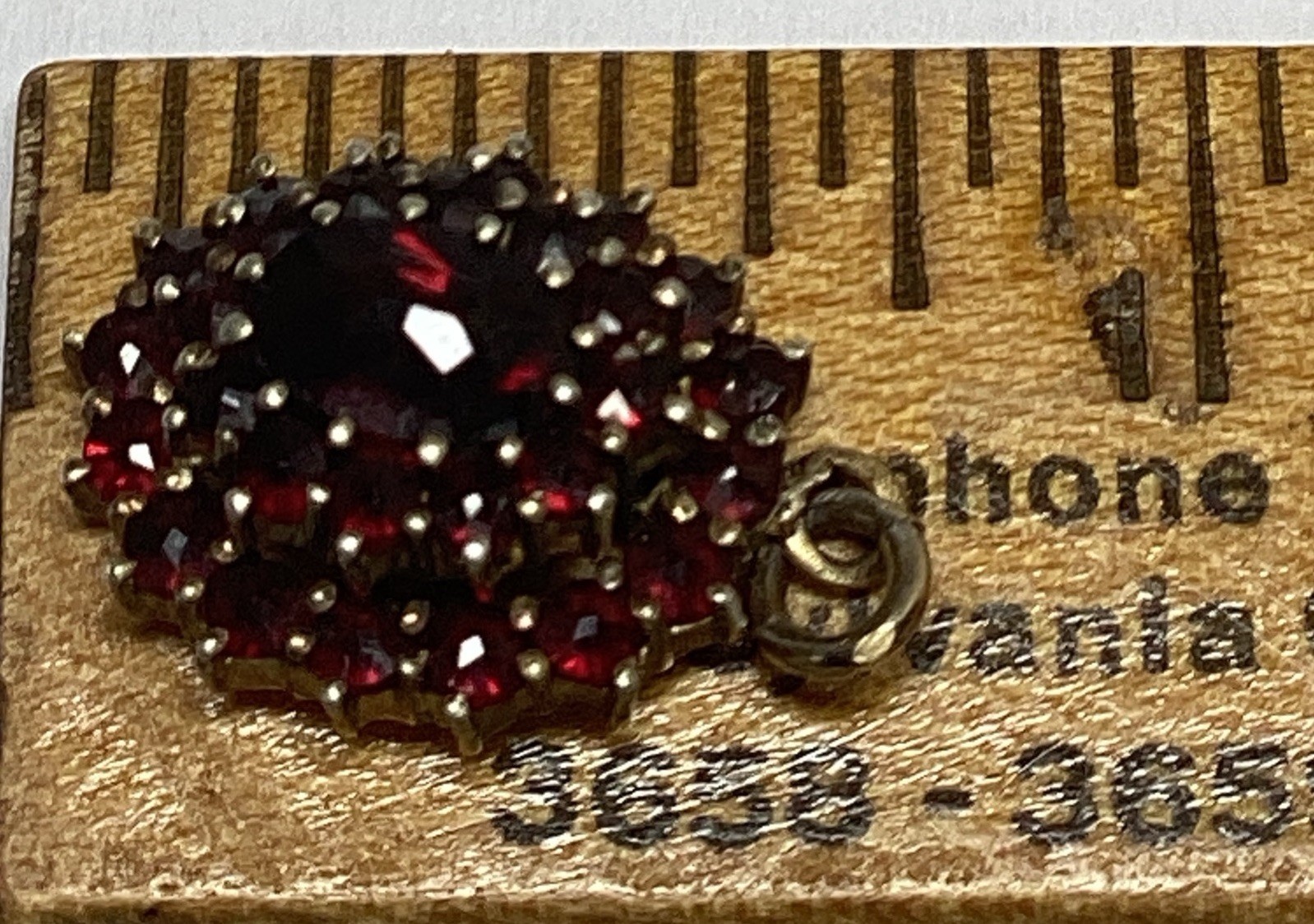 Antique Bohemian Garnets Charm Pendant Rolled Gold