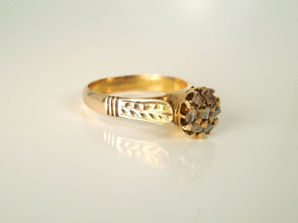 Antique Victorian Diamond . 20 ct 14kt Rose Cut Ring * GAL Appraisal*Gift Box