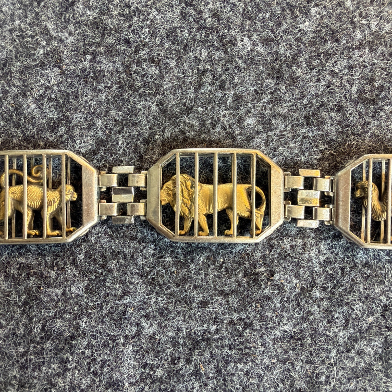 Vintage 1940s Bennett & Bradford Sterling Silver Circus Cage Animal Bracelet BB