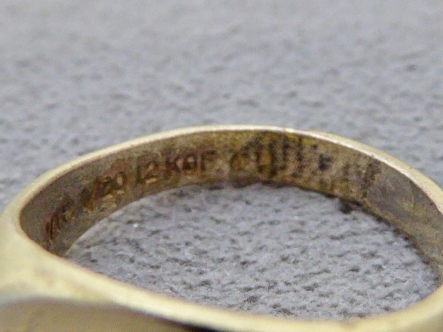 VINTAGE 1/20TH 12K YELLOW GOLD FILLED CHILD’S RING ENGRAVED CANDY SIZE 3.75 RING