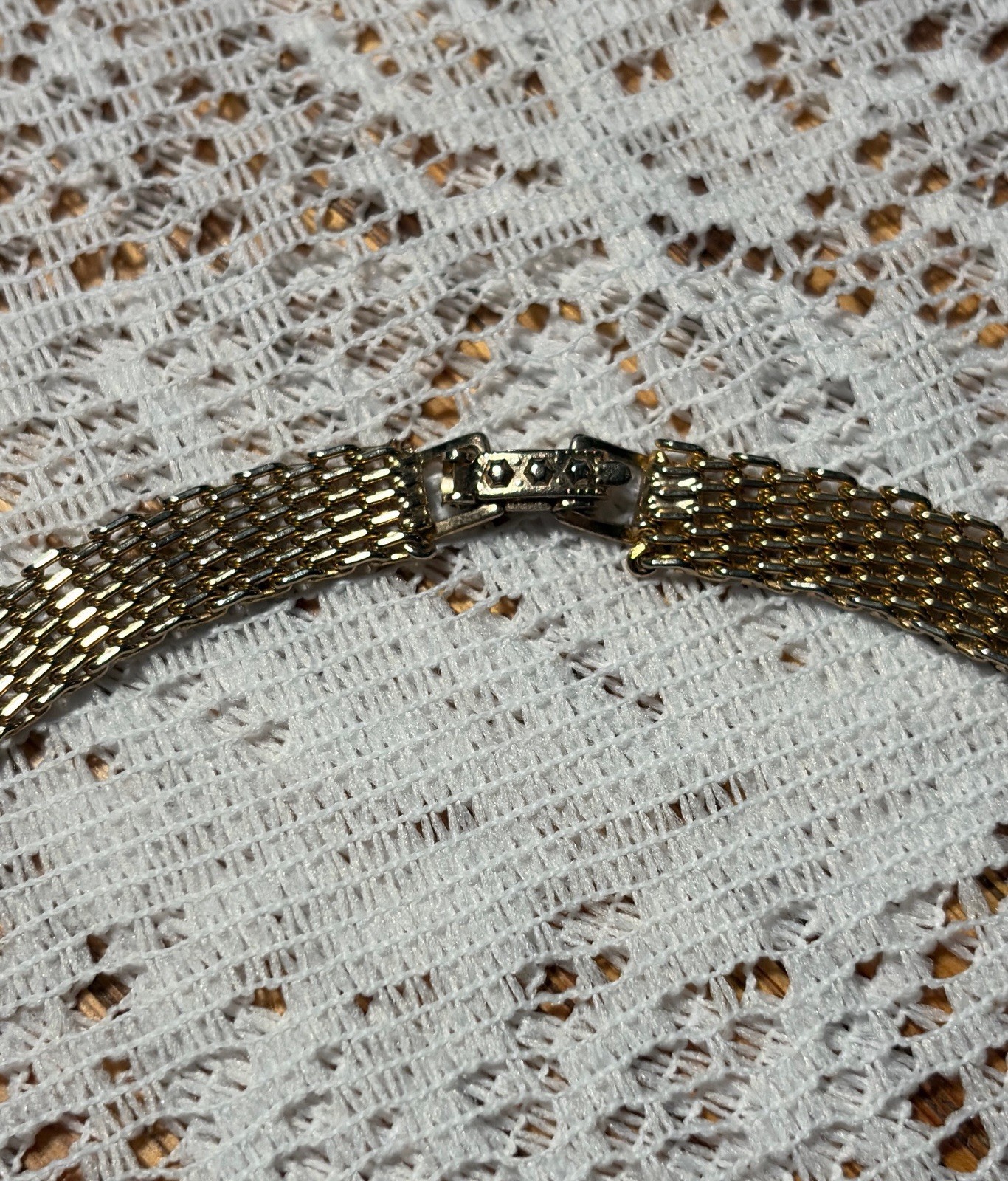 Vtg 1950s 24kGB Gold Bonded Mesh Choker Necklace Bracelet Set Pink Cabochon MCM