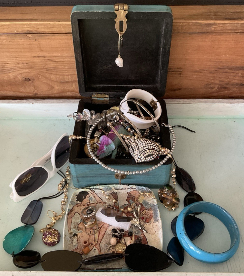 Vintage to modern Jewelry junk drawer Lot Harvest scrap wear repair Fun pieces!