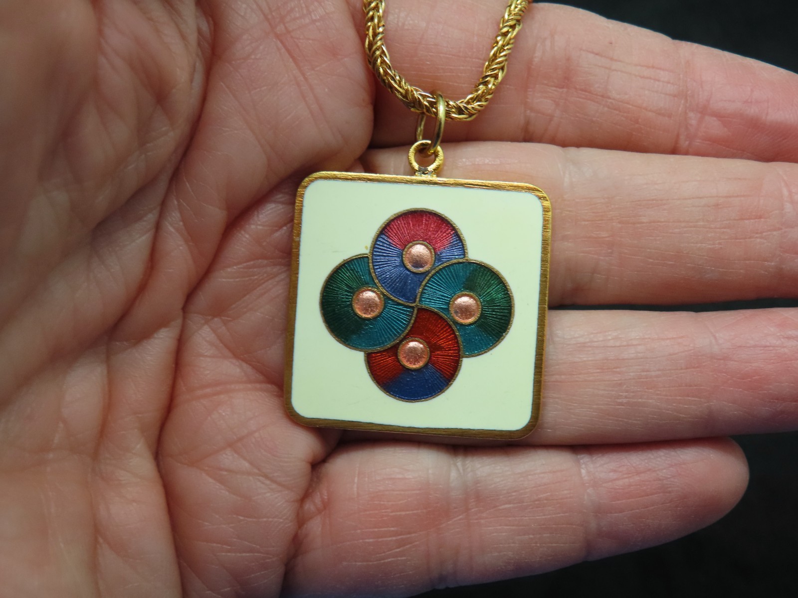 Vintage 1980’s Enamel Abstract Design Pendant