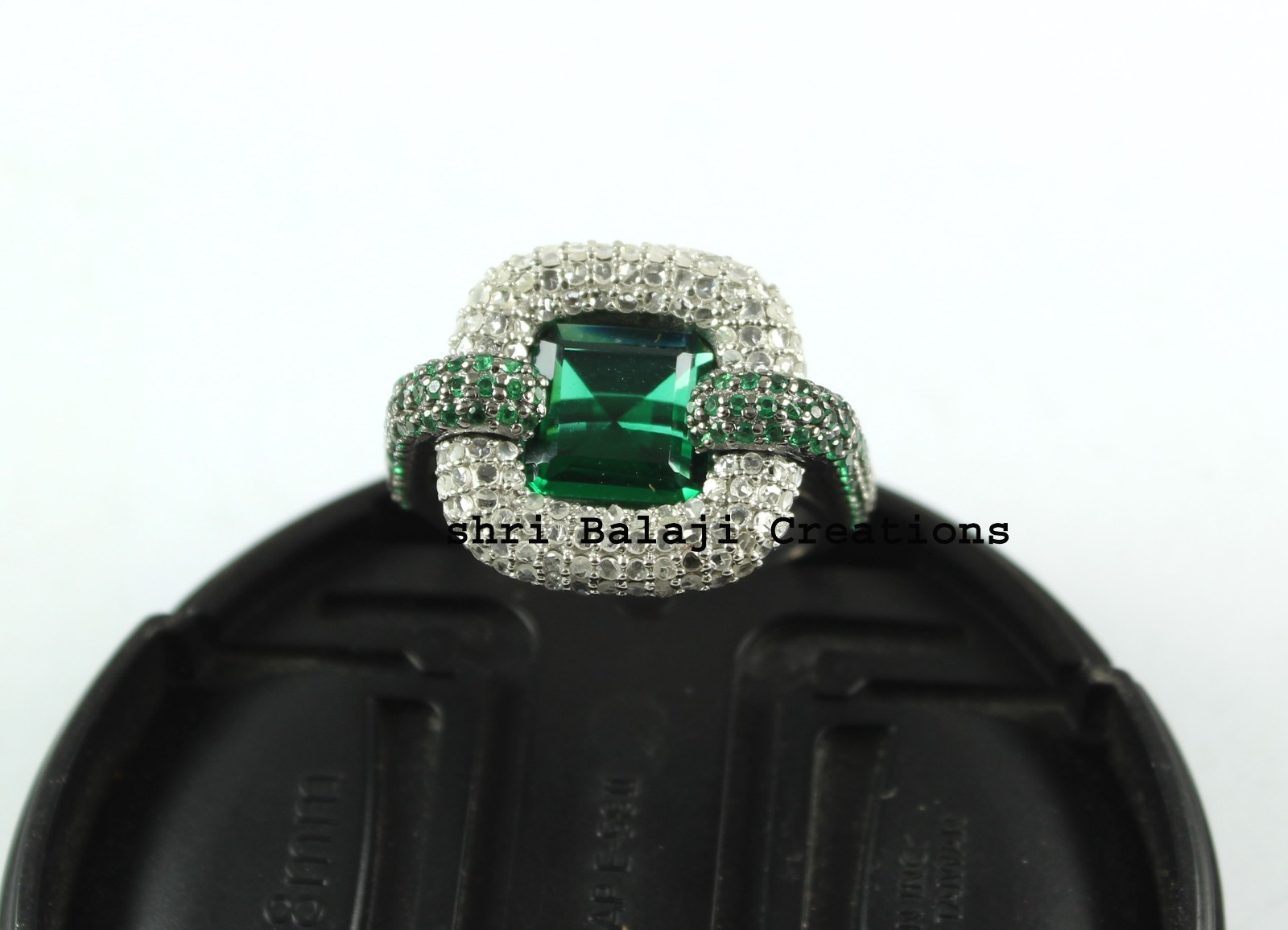 Natural Rosecut Diamond Green Quartz 925 Sterling Silver Ring Jewelry