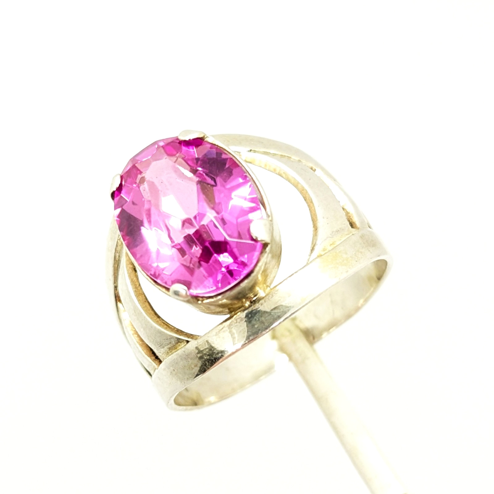 Vintage Luxury Soviet RING Silver⭐️875 with Big Bright Ruby -10.5US (20mm) | #77