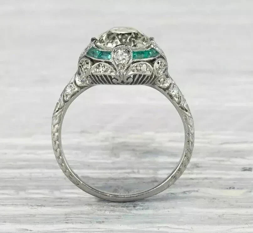 2.8Ct Art Deco Style Round Cut Lab Created Diamond 925 Silver Engagement Ring