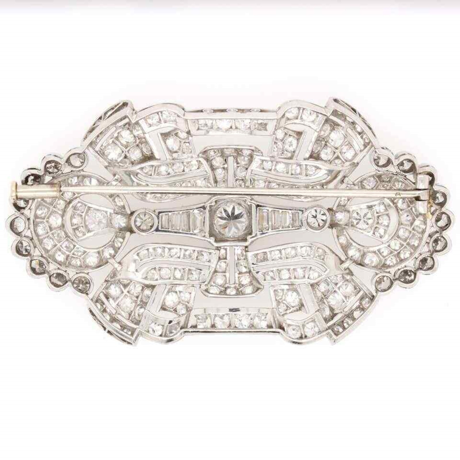 Round & Baguette Cut CZ Stone Victorian Edwardian Wedding Elegant Brooch For Her