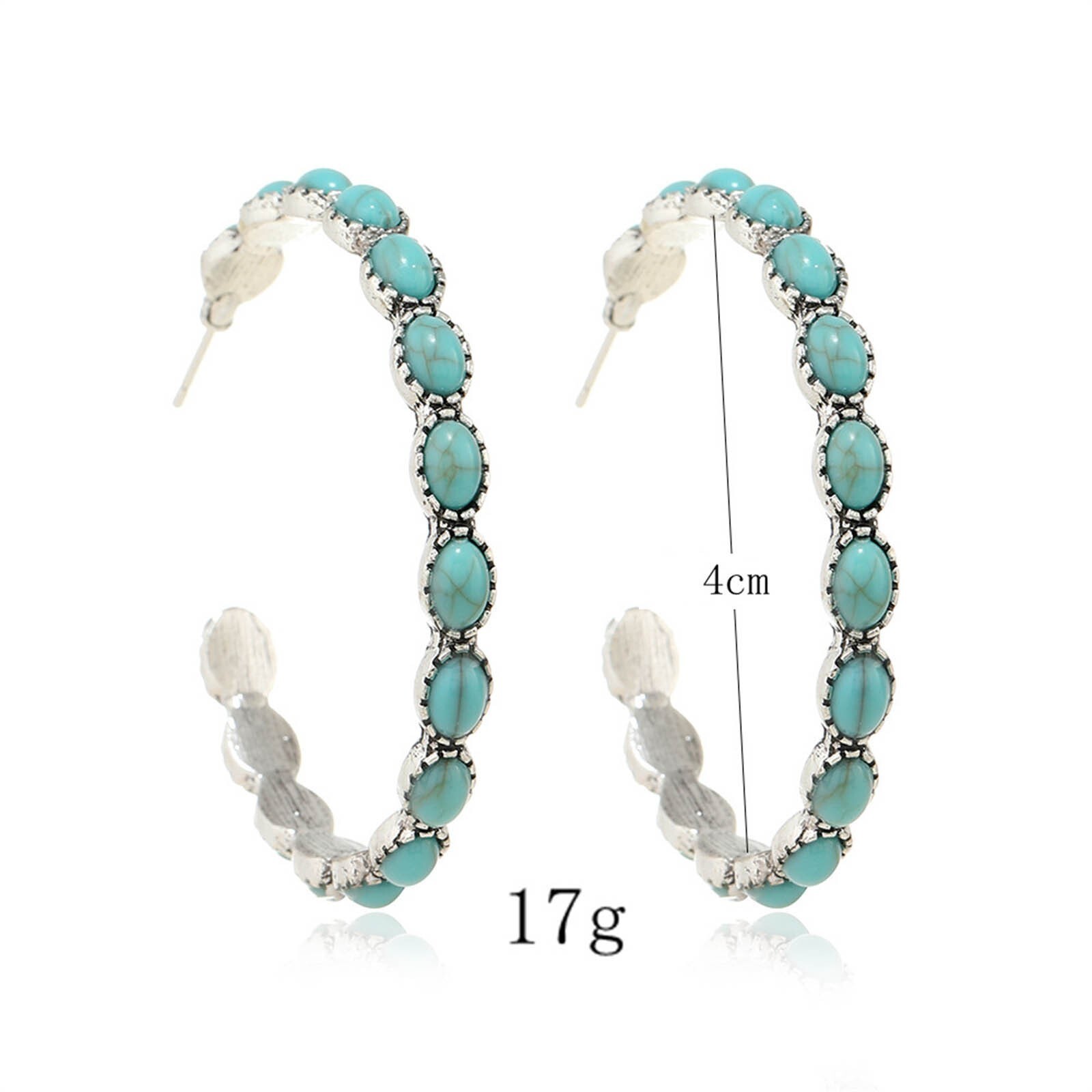 Zinc Alloy Large Oval Vintage Hoop Bohemian Earrings