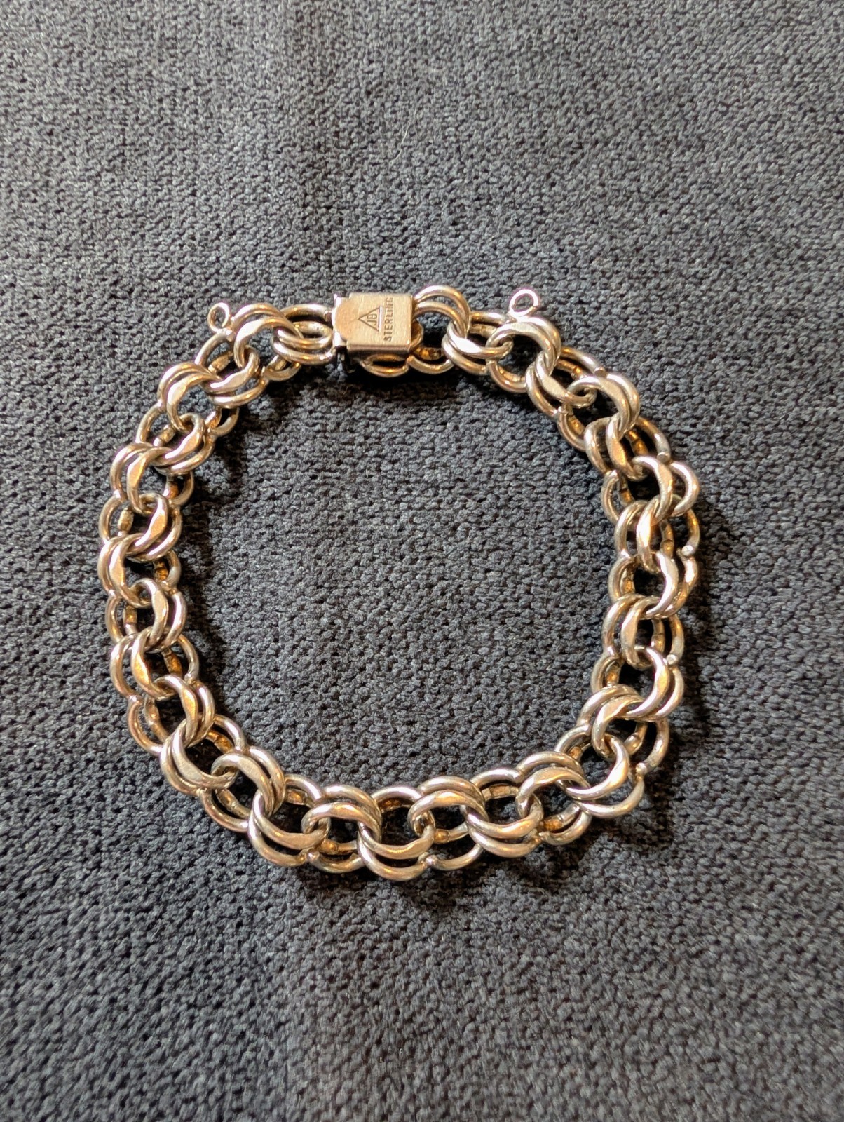 Vtg JB Jacoby Bender STERLING Silver Double Link Charm Bracelet .7oz 18g