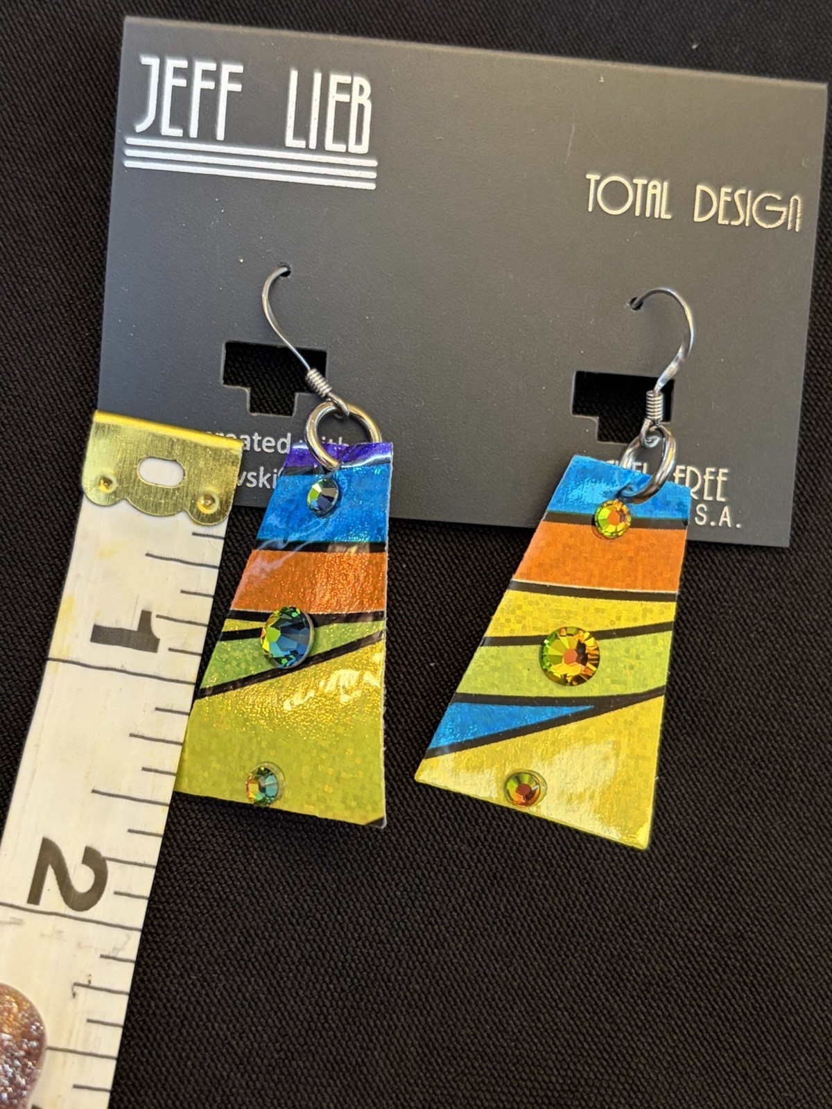 NEW Jeff Lieb Swarovski Chrystals Multi-Color Earrings FUN!