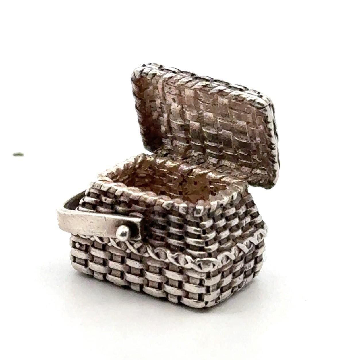 Vintage Brown County Baskets .925 Sterling Silver Picnic Basket, Hinged, 15.6g