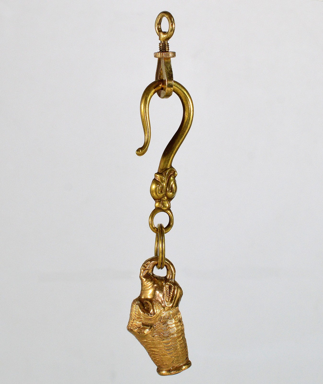 ANTIQUE GEORGIAN DOG SNAKE FIGURINE PENDANT FOB PINCHBECK C.1820