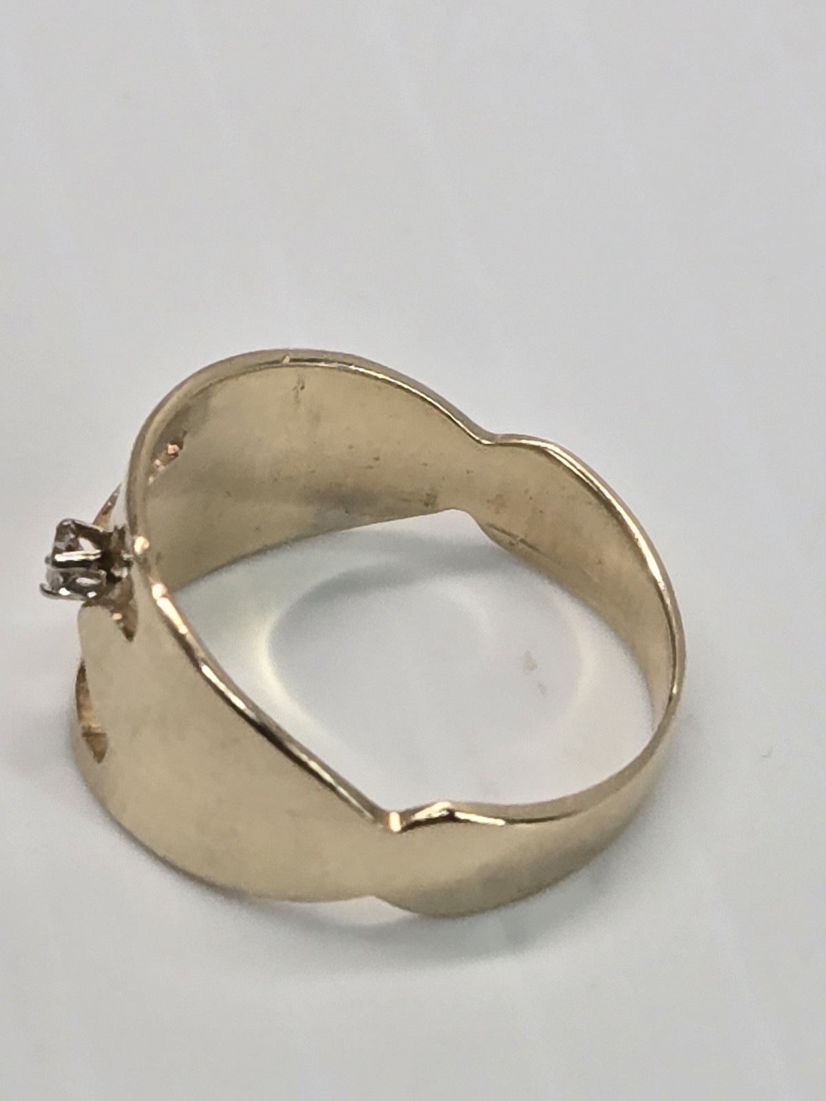 Vintage 14K Yellow Gold & Diamond Baby Ring Size 2.5 Initial X Signet Band 1.6g