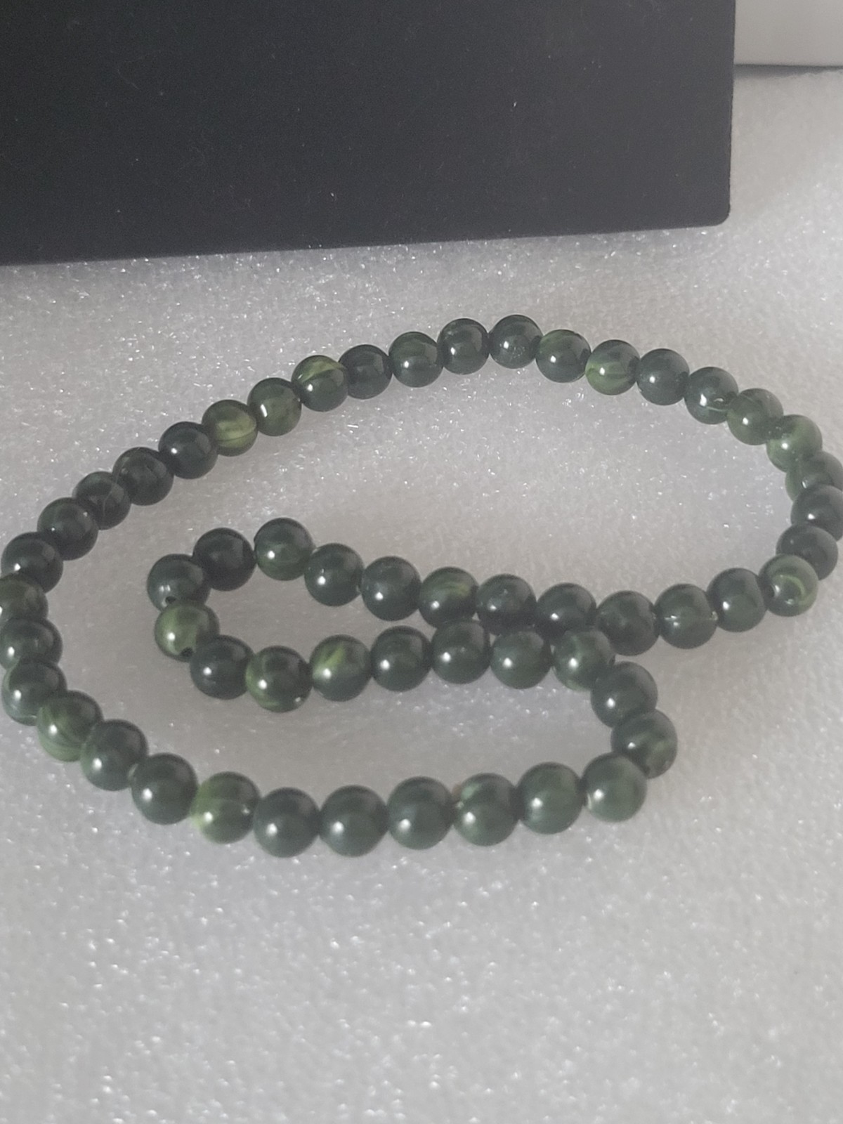 Vintage Jade Round Bead Choker Necklace Green Slip On No Clasp