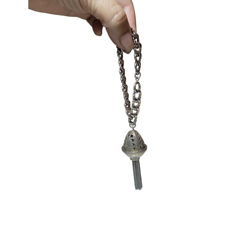 Vintage Silver Tone Chain Bracelet Filigree Tassel Charm Statement Bracelet 6