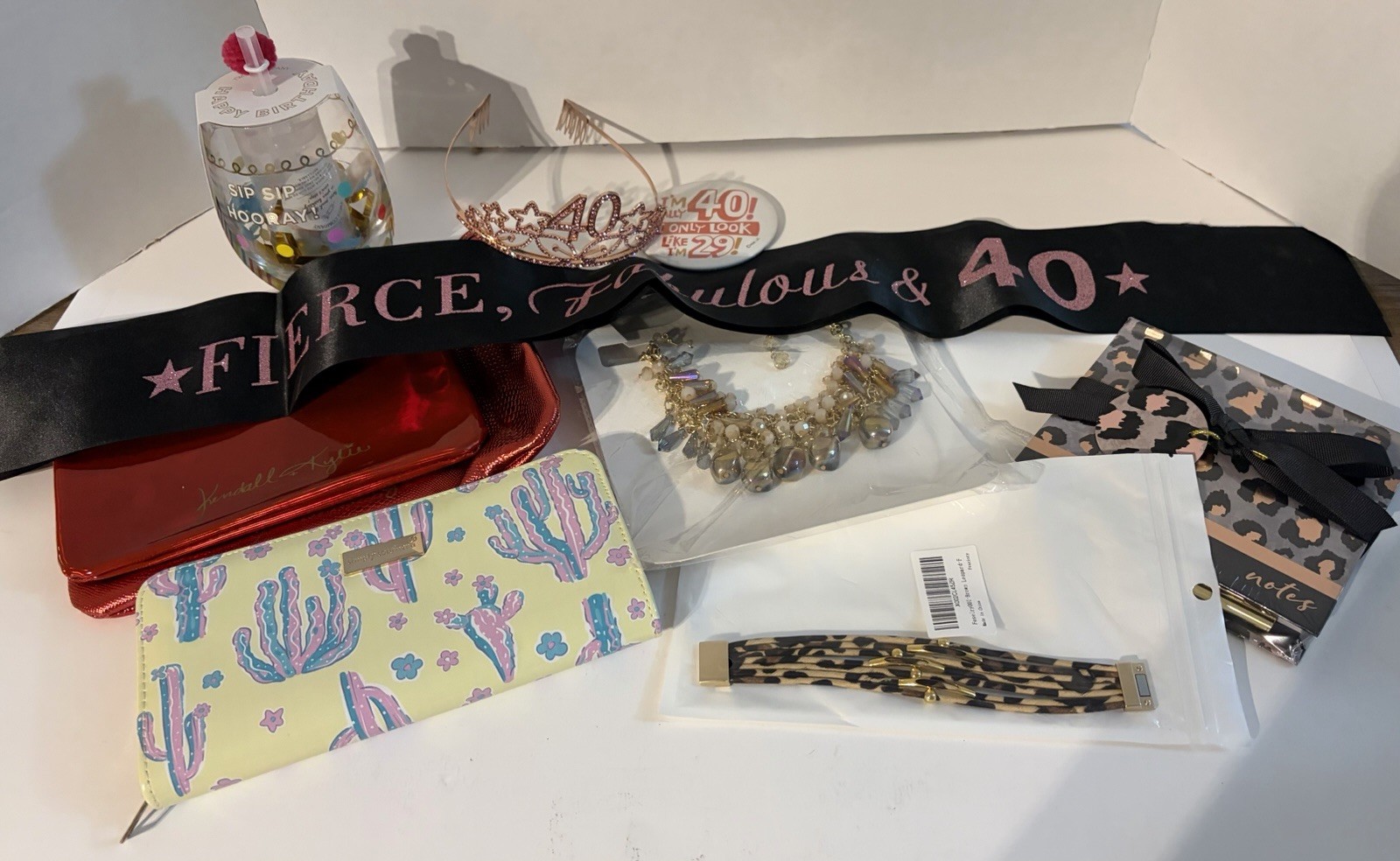 Birthday Fabulous 40 Birthday, Costume Jewelry, Cup, Notebook And Wallet Lot