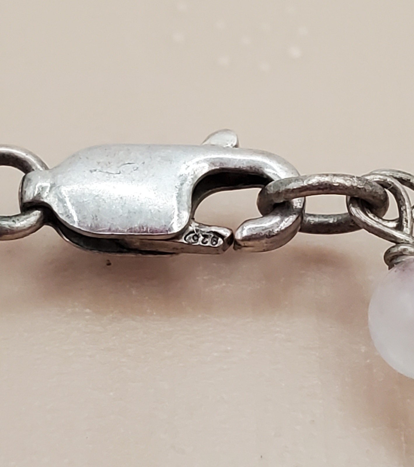 VTG 925 Pearl and Gemstone Jade Teardrop Necklace 18in Sterling Silver 12gtw