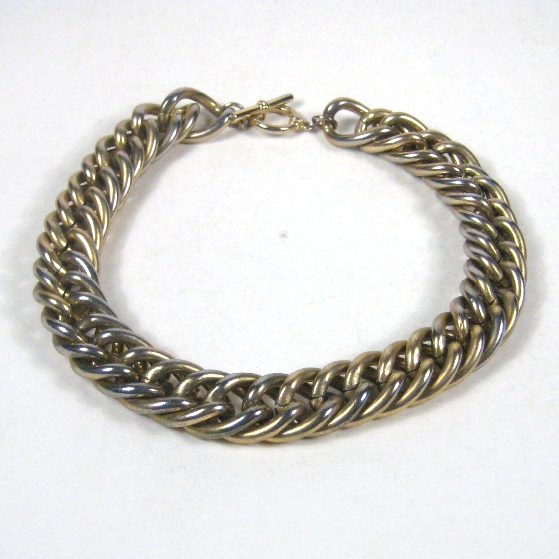 Necklace 19 In Metal Goldtone Chain Statement Festival Heavy Vintage Toggle WEAR